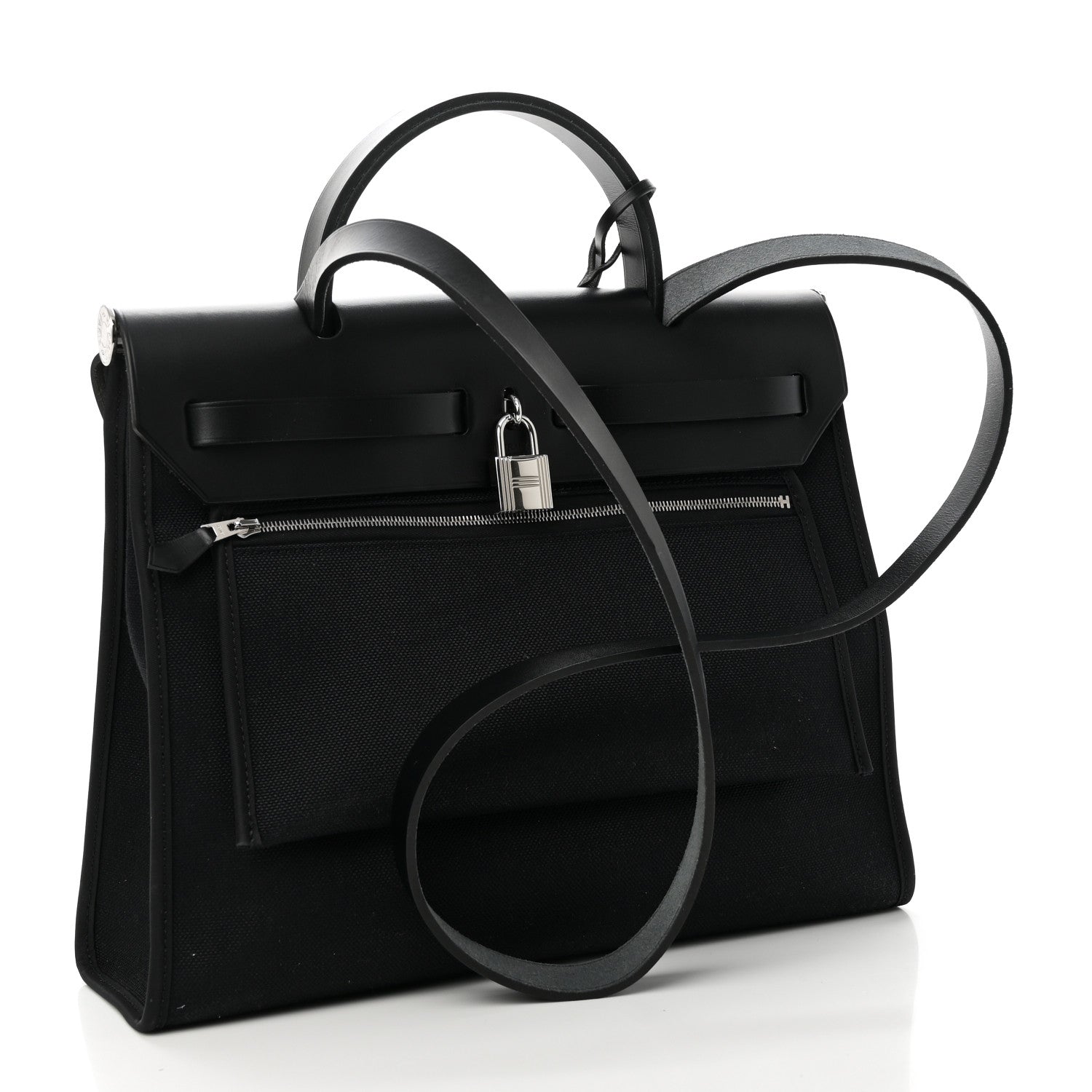 Hermes Military Toile Vache Hunter Herbag Zip PM 31 Black 4 of 11