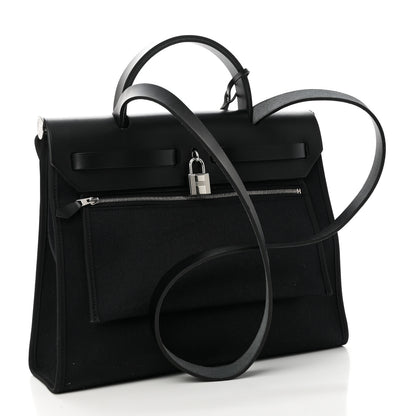 Hermes Military Toile Vache Hunter Herbag Zip PM 31 Black 4 of 11
