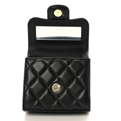 Chanel Lambskin Quilted Top Handle Flap Clutch With Chain Black 5 of 9