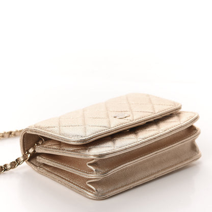 Chanel Metallic Lambskin Quilted Mini Wallet On Chain WOC Gold 4 of 11