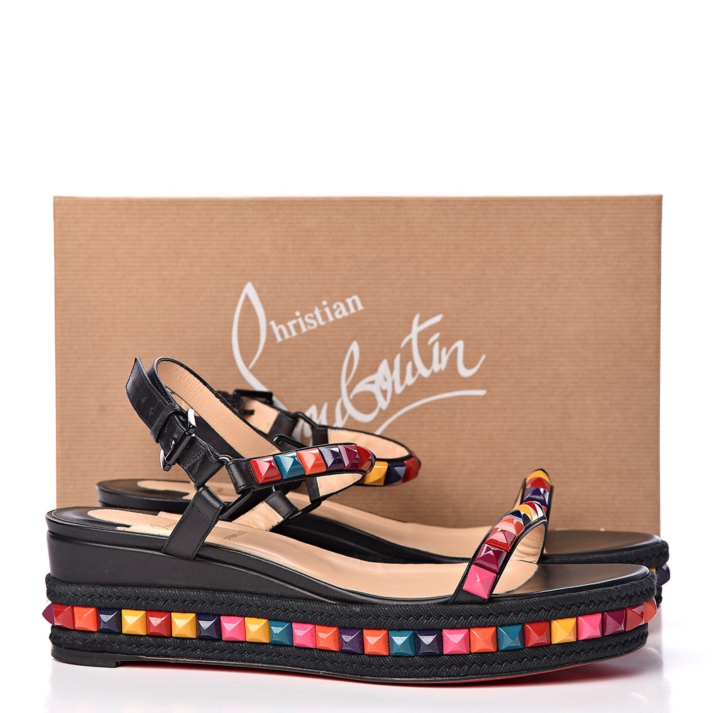 Calfskin Rope Cataclou 60 Platform Sandals 41 Black Multi