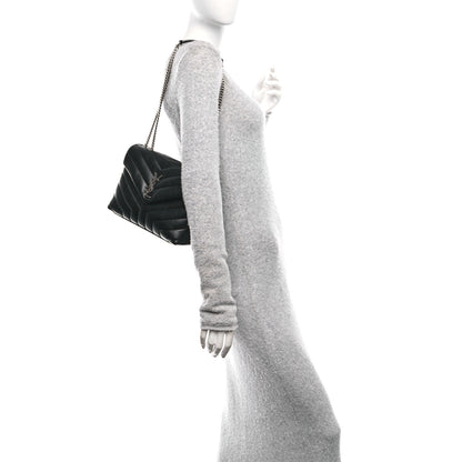Saint Laurent Calfskin Y Quilted Monogram Small Loulou Chain Satchel Black 2 of 11