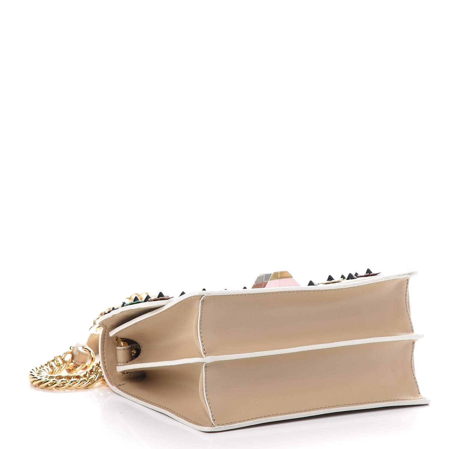 Fendi Calfskin Scalloped Studded Flower Small Kan I Shoulder Bag Amido Multicolor 4 of 7