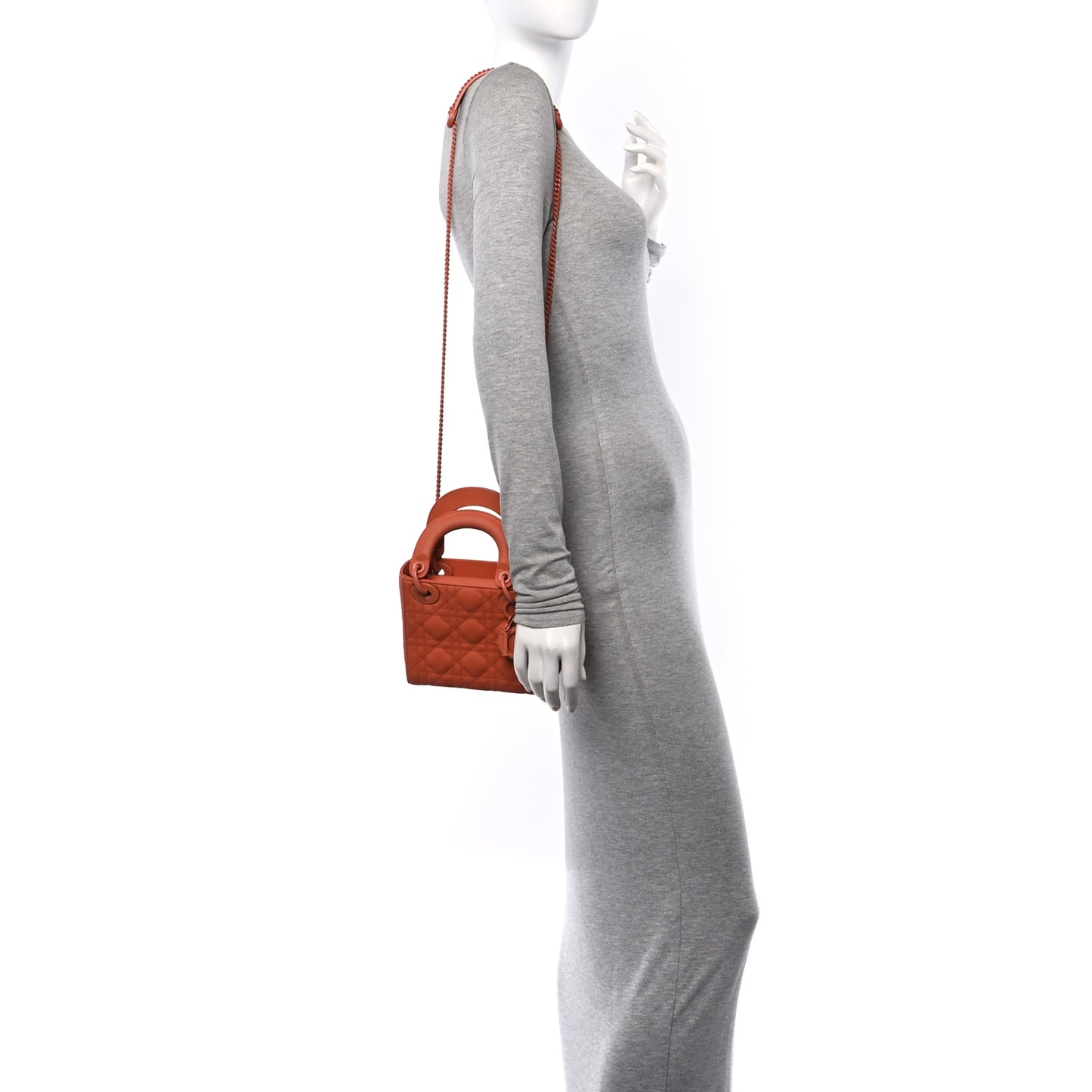 Ultra Matte Calfskin Cannage Mini Lady Dior Orange