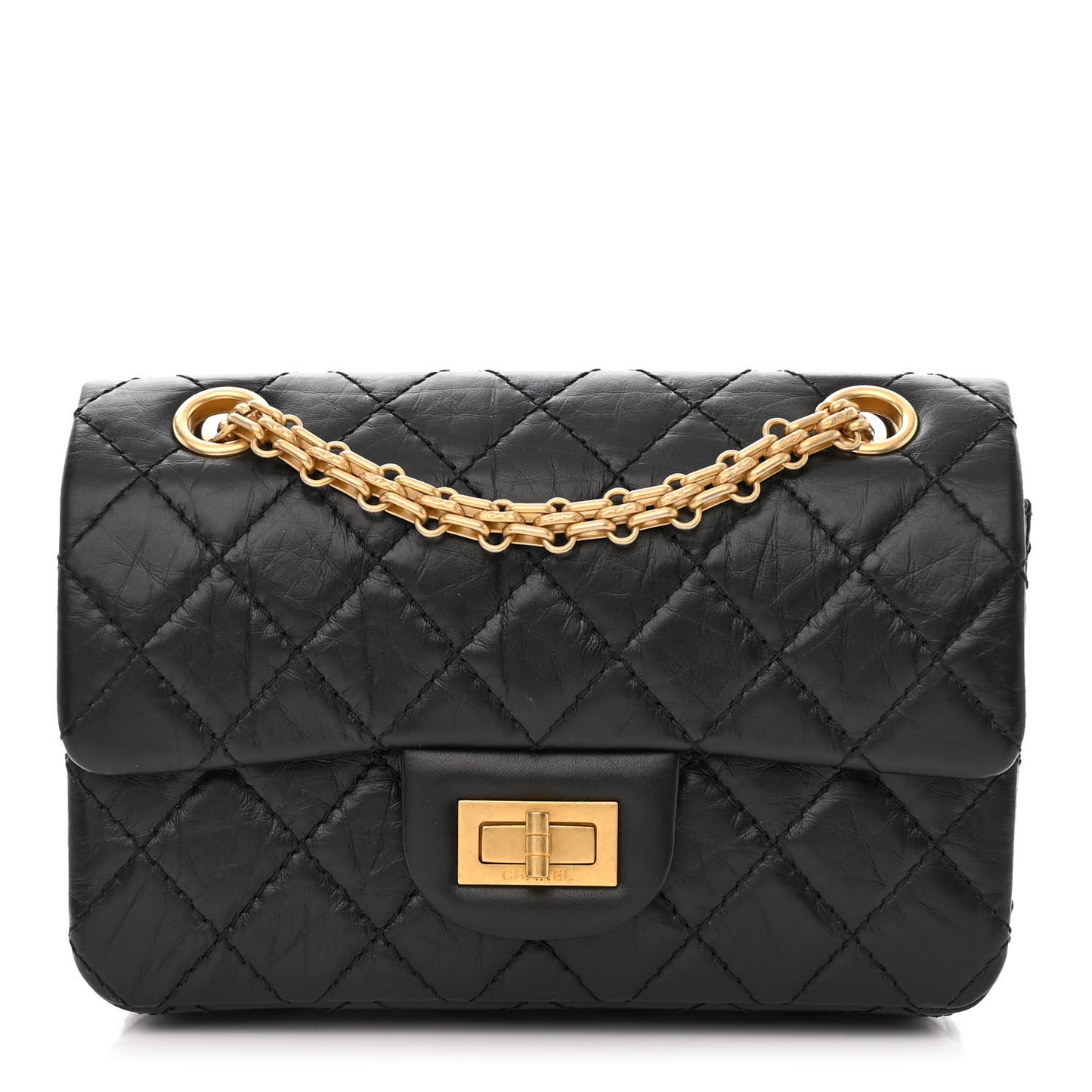 Aged Calfskin Quilted 2.55 Reissue Mini Flap Black