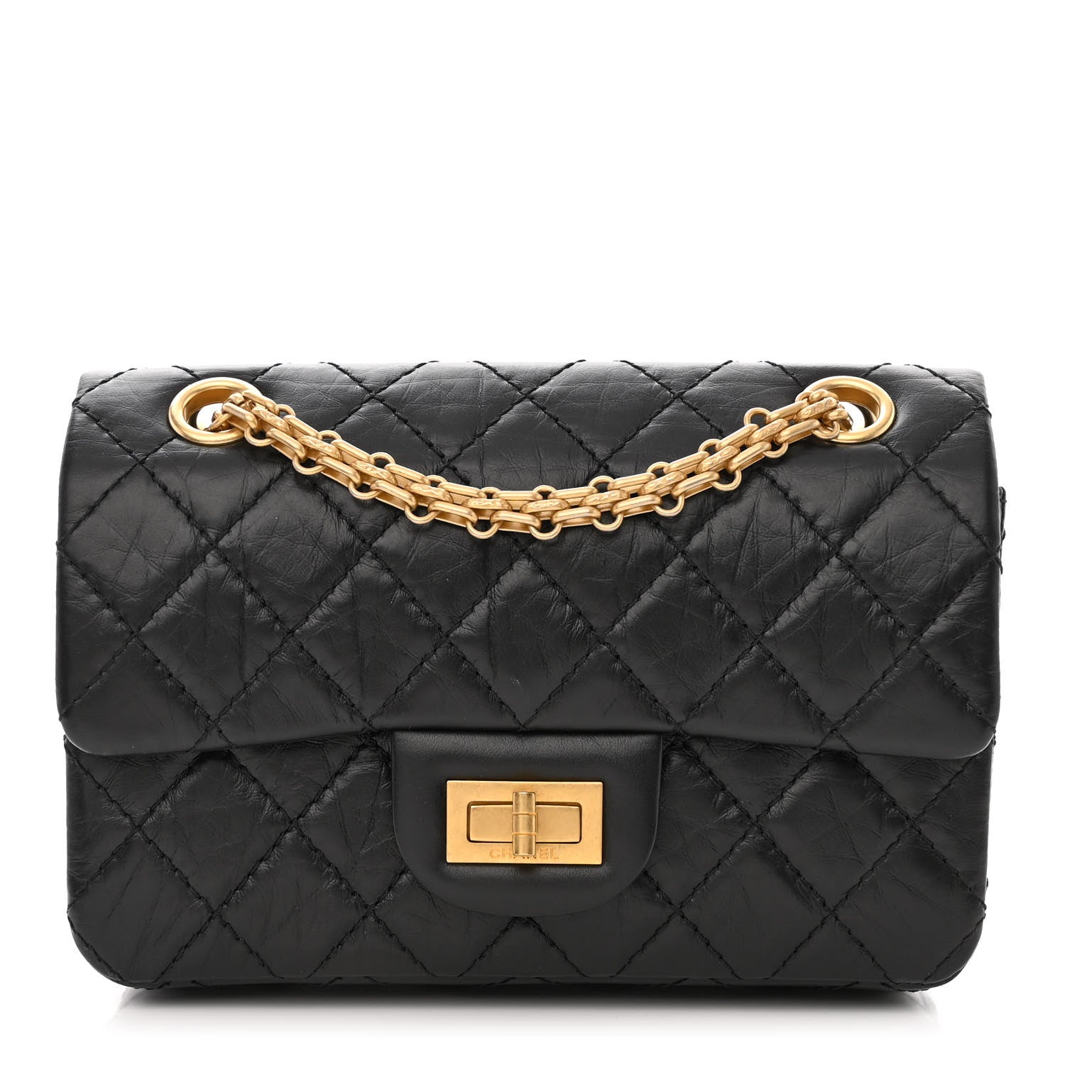 Chanel Aged Calfskin Quilted 2.55 Reissue Mini Flap Black 1 of 11
