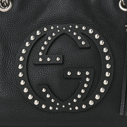 Gucci Pebbled Calfskin Studded Medium Soho Chain Shoulder Bag Black 8 of 12