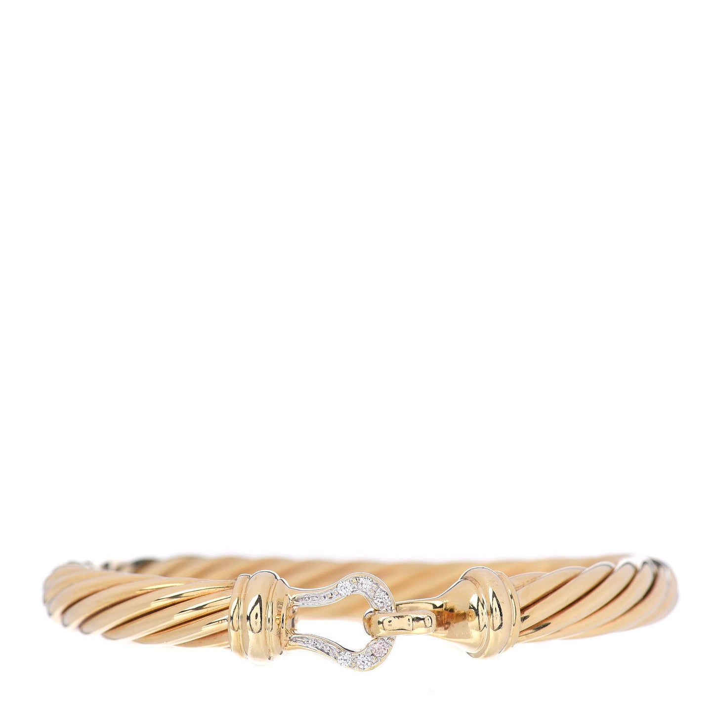 18K Yellow Gold Diamond 7mm Buckle Cable Bracelet