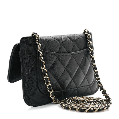 Chanel Caviar Fabric Quilted Foldable Tote With Chain Black Multicolor 13 of 19
