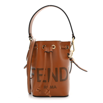 Fendi Vitello King F is Fendi Logo Embossed Mini Mon Tresor Bucket Bag Cuoio 1 of 10