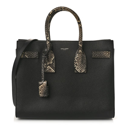 Saint Laurent Grained Calfskin Python Embossed Small Sac De Jour Black 1 of 13