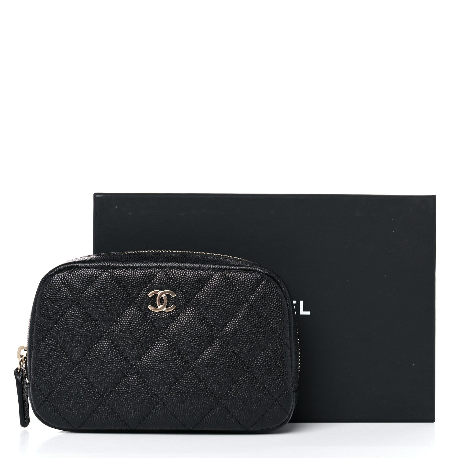 Chanel Caviar Quilted Small Curvy Pouch Cosmetic Case Black 11 of 11