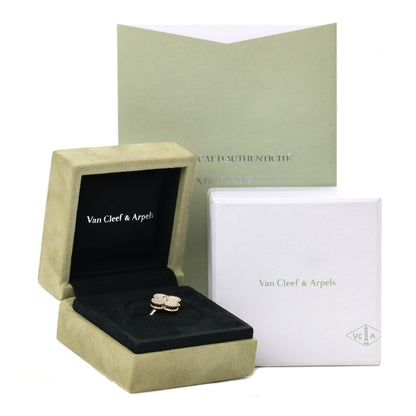 Van Cleef & Arpels 18K Yellow Gold Diamond Mother of Pearl Vintage Alhambra Ring 49 5 6 of 6