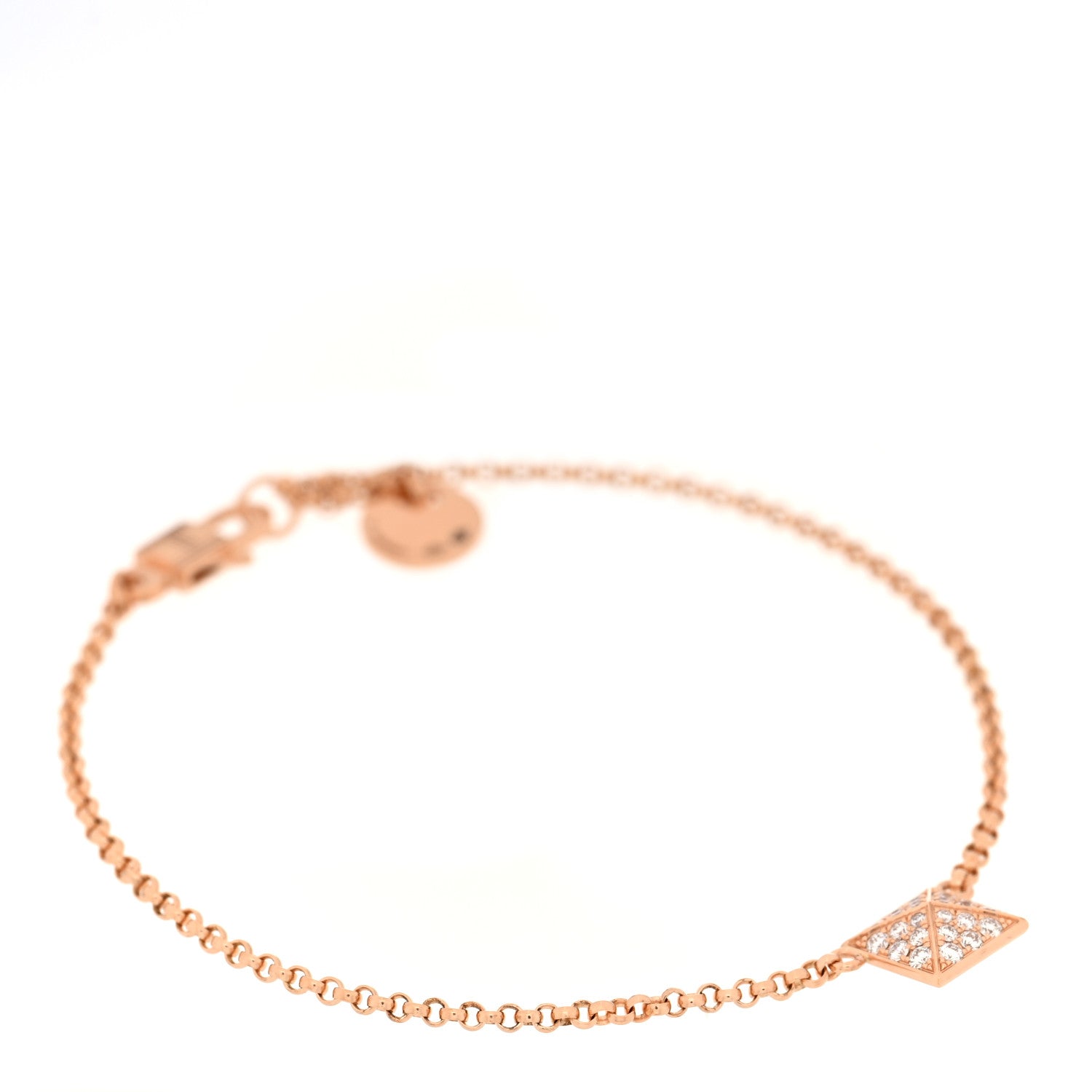 Hermes 18K Rose Gold Diamond PM Clou d'H Bracelet 1 of 4