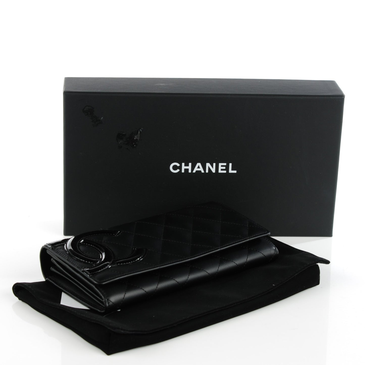 Calfskin Quilted Cambon Flap Wallet Black