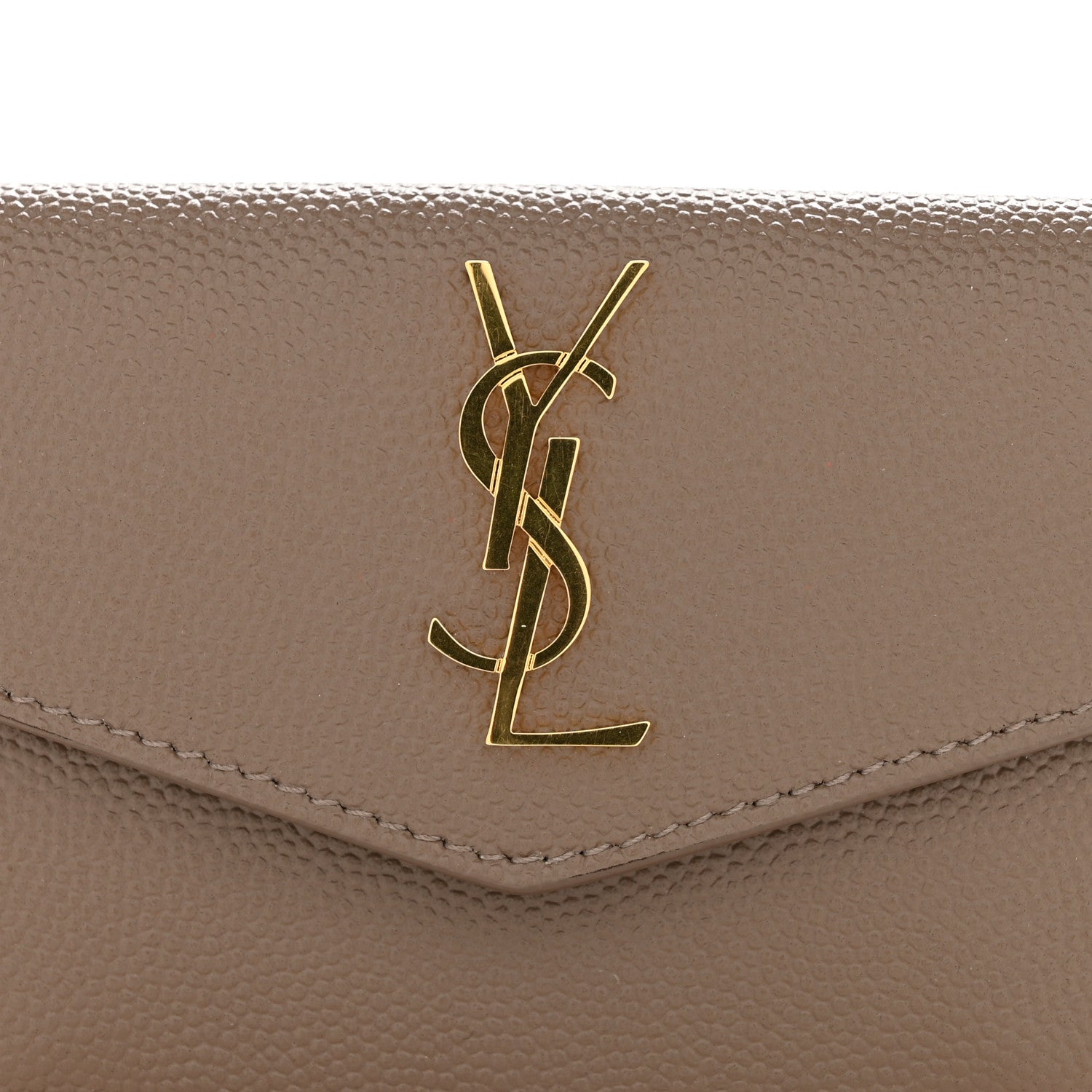 Saint Laurent Grain De Poudre Uptown Monogram Card Case Dark Beige 9 of 9