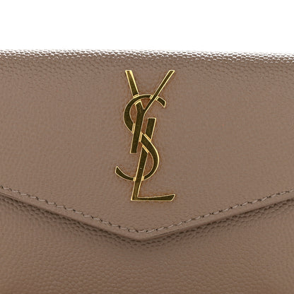 Saint Laurent Grain De Poudre Uptown Monogram Card Case Dark Beige 9 of 9