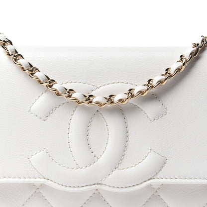Chanel Goatskin Quilted Timeless CC Wallet On Chain WOC White 11 of 12