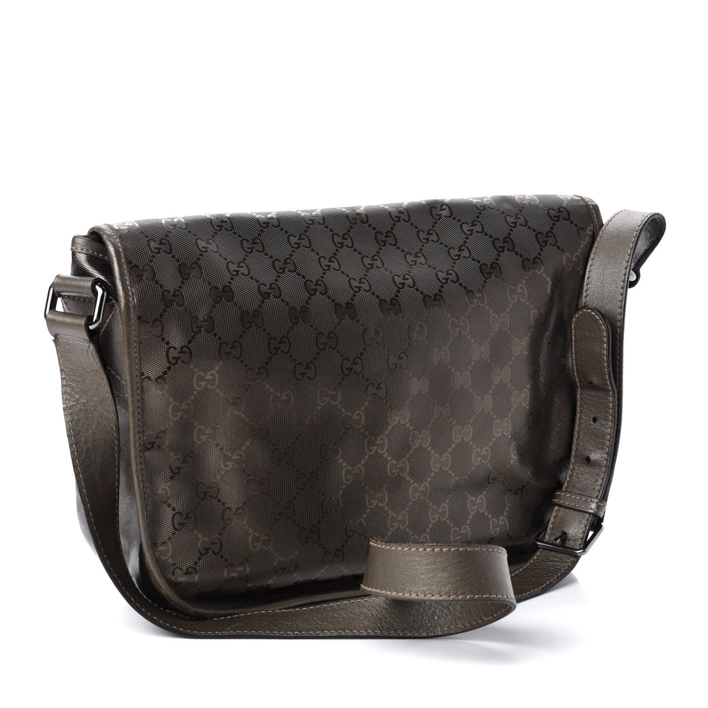 Imprime Monogram Medium Double Buckle Flap Messenger Bag Pewter