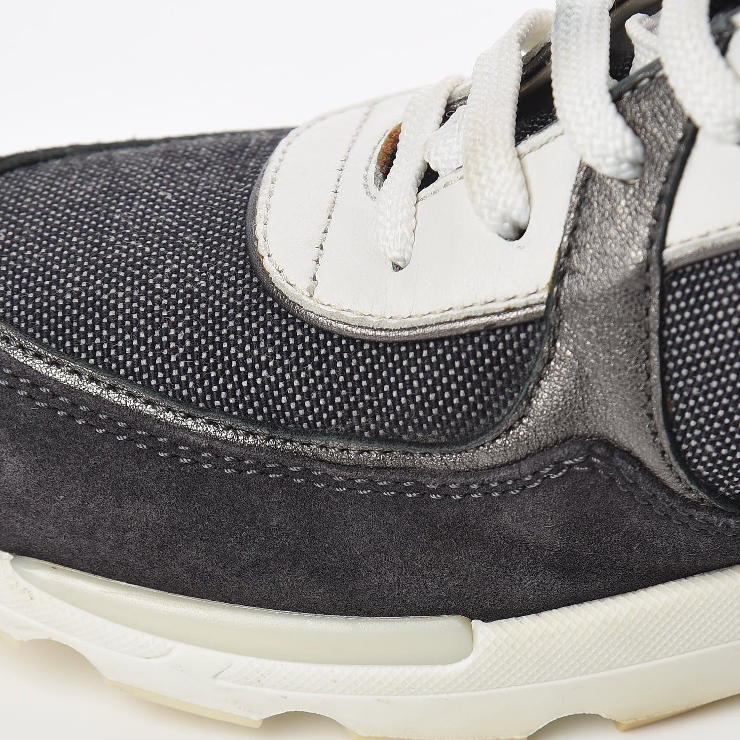 Chanel Suede Calfskin CC Sneakers 38.5 Grey 15 of 15