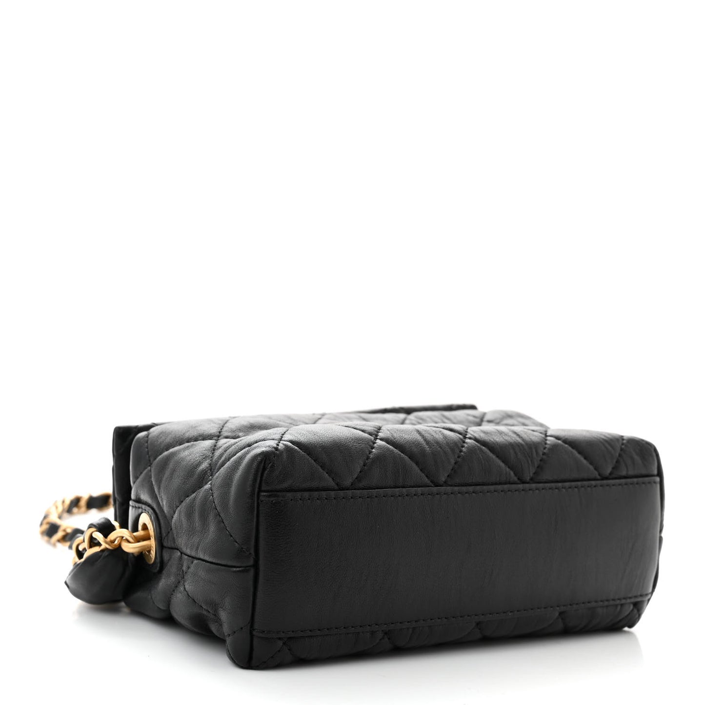 Crumpled Lambskin Quilted Small CC Links Shoulder Bag Black