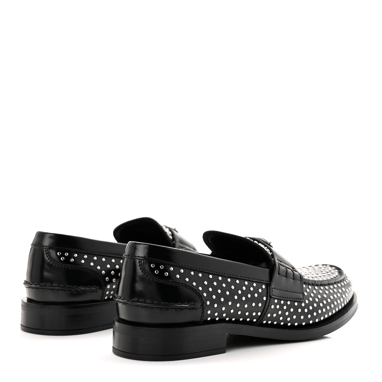 Spazzolato Studded Metal Triangle Logo 20mm Loafers 39 Black
