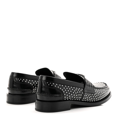 Prada Spazzolato Studded Metal Triangle Logo 20mm Loafers 39 Black 5 of 10