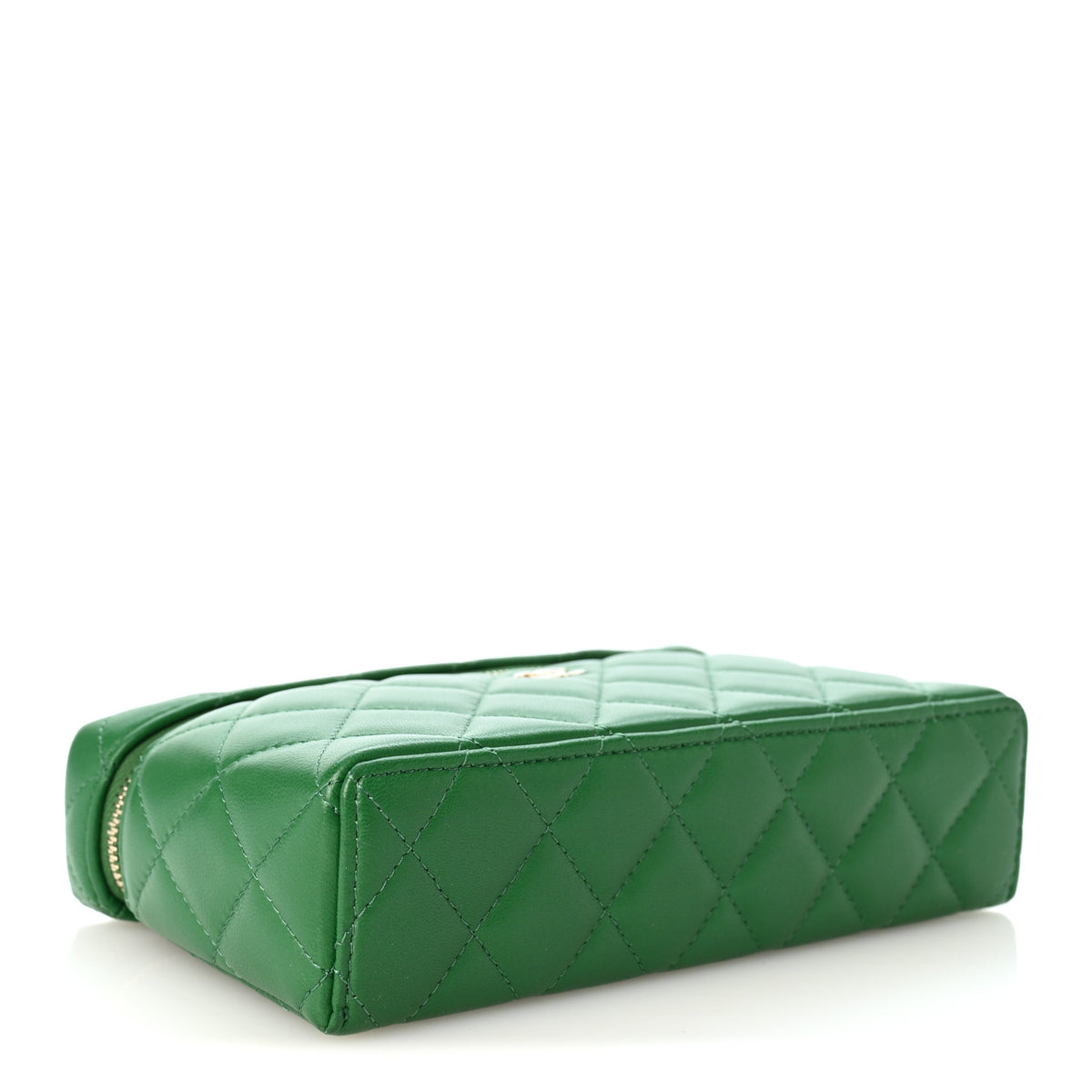 Lambskin Quilted Top Handle Slim Vanity With Chain Green