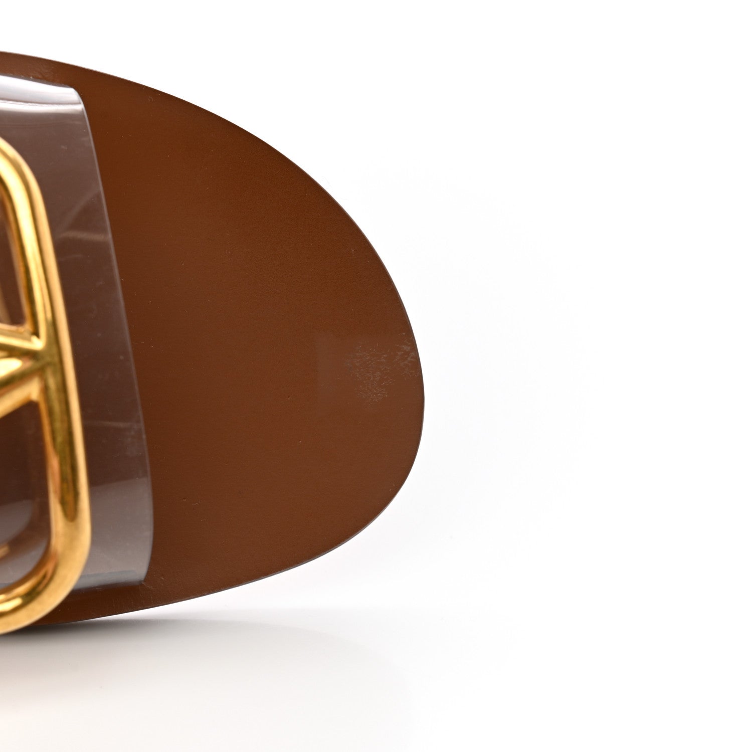 Valentino Garavani PVC Transparent Vlogo Flat Slide Sandals 37 Brown 9 of 14