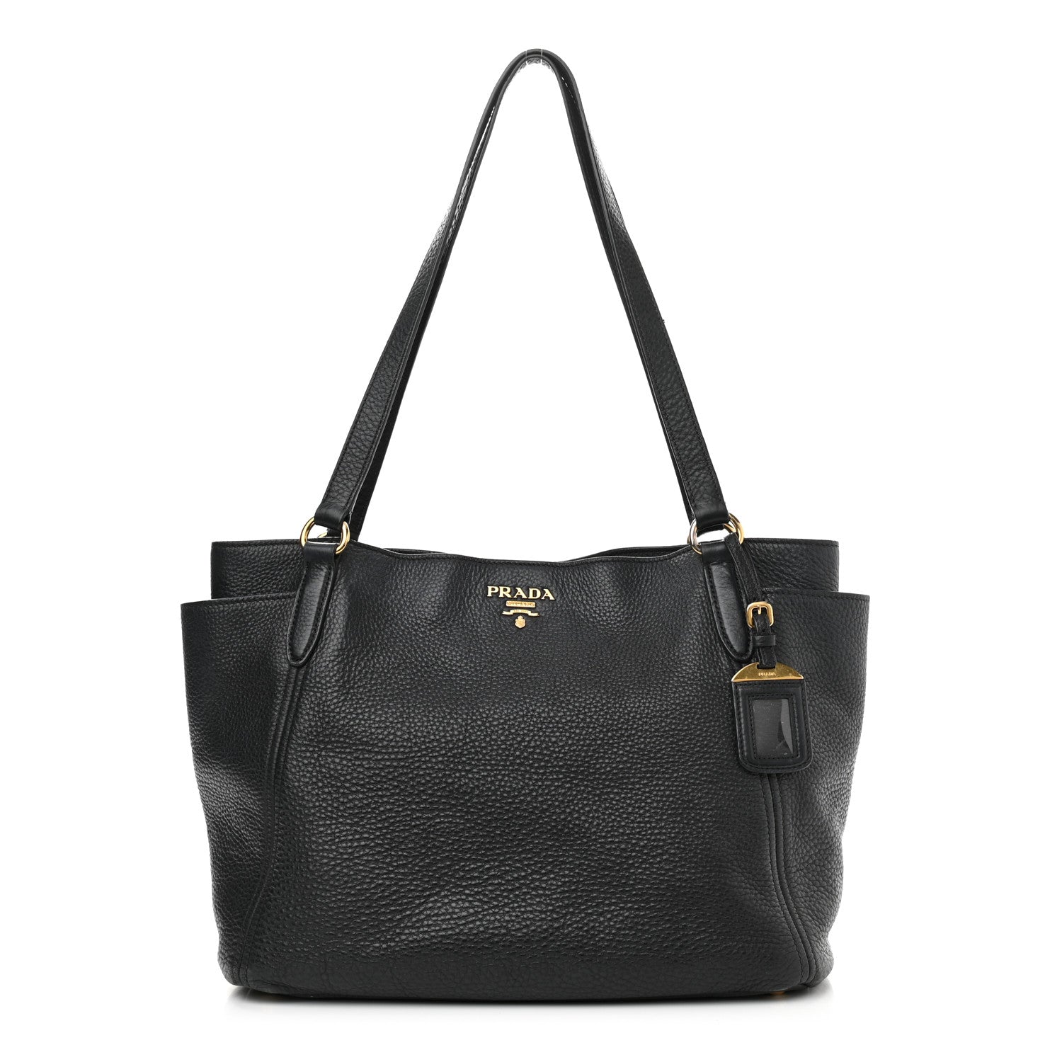 Prada Vitello Daino Side Pocket Tote Black 1 of 15