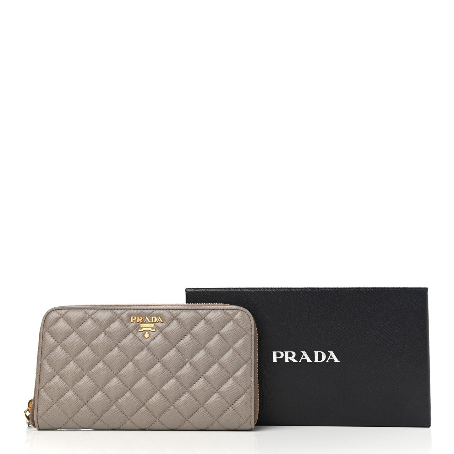 Saffiano Quilted Zip Around Wallet Argilla