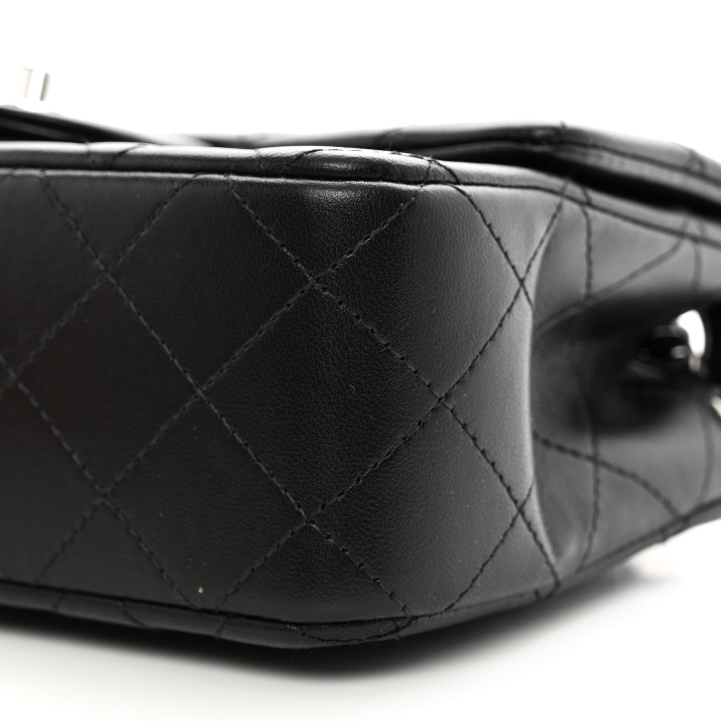Lambskin Quilted Mini Rectangular Flap Black