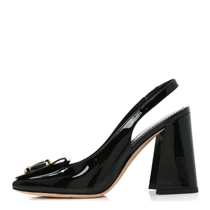 Louis Vuitton Patent Calfskin Shake Slingback Pumps 37 Black 1 of 10