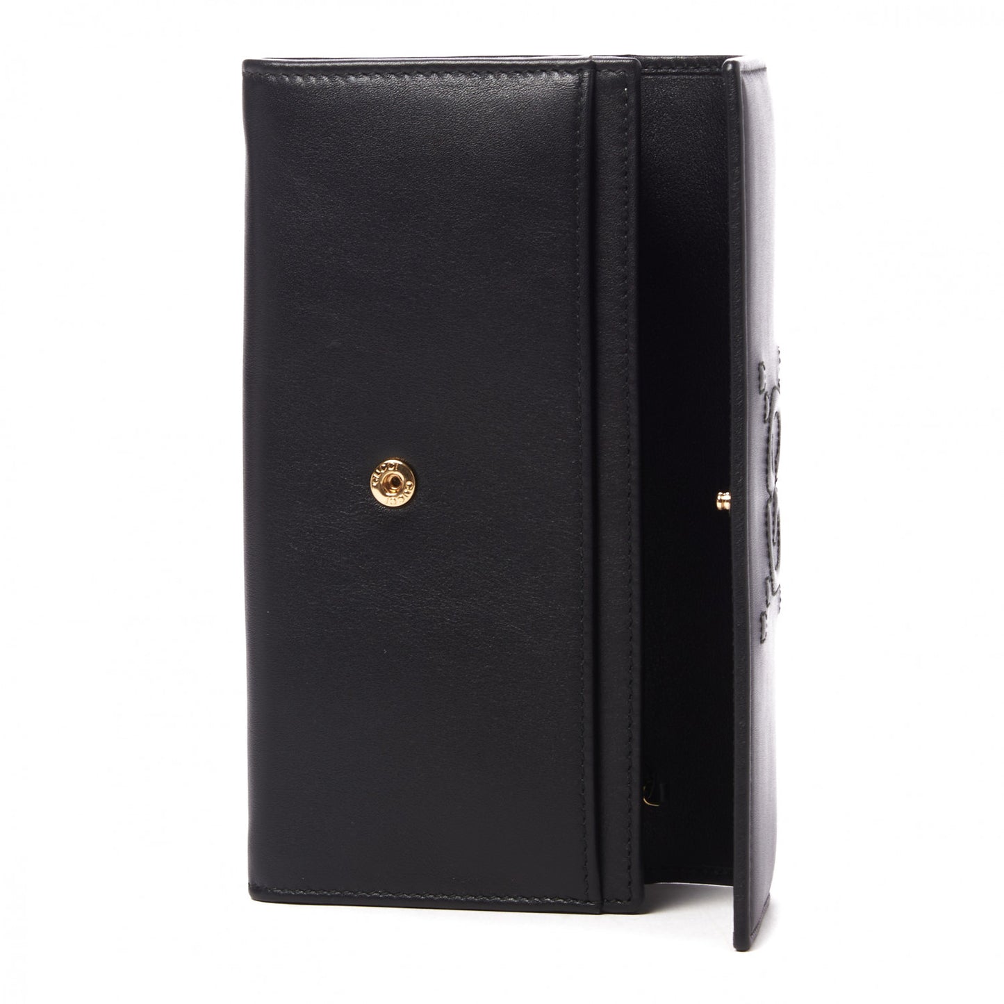 Apollo Calfskin GG Dadini Embroidered Continental Wallet Black