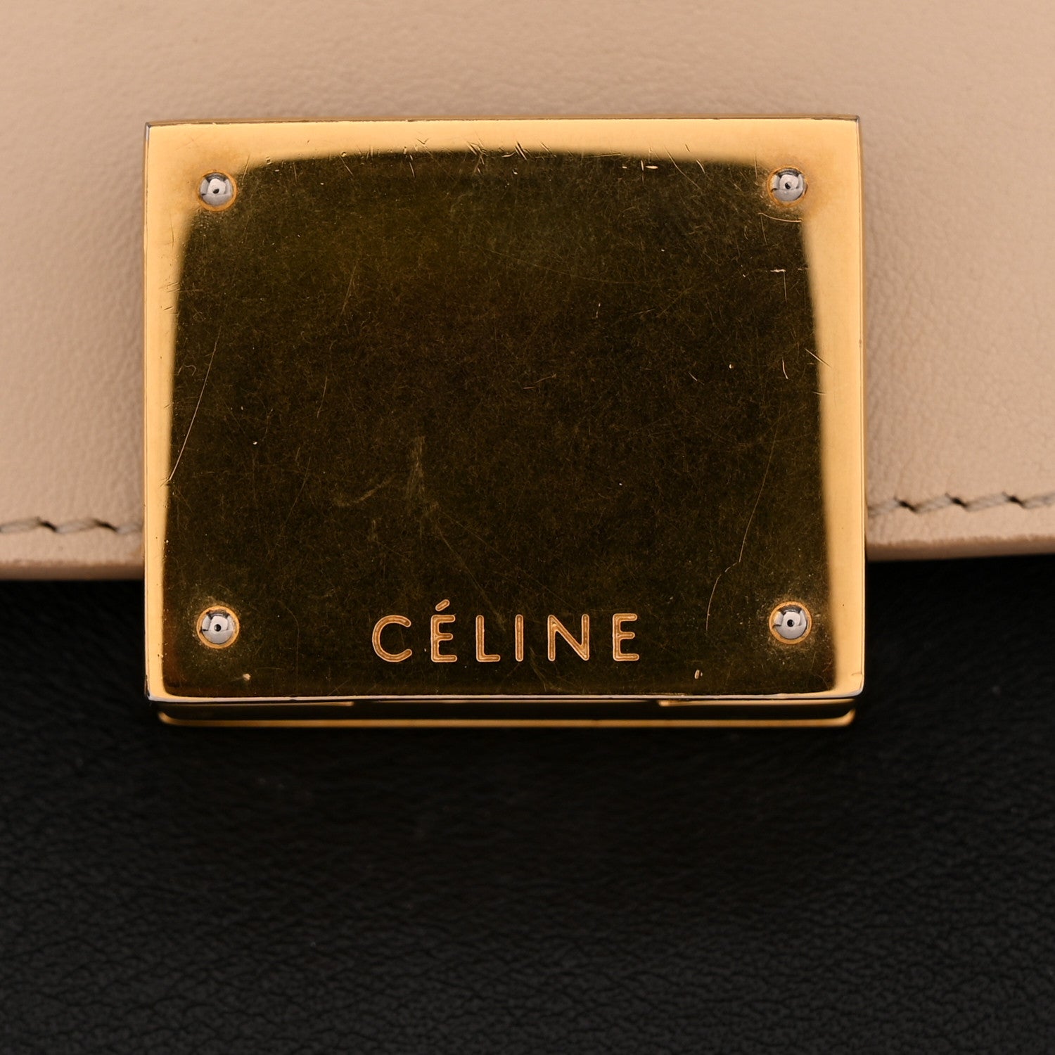 Celine Smooth Calfskin Suede Medium Tri-Color Trapeze Cream Black Brown 12 of 13