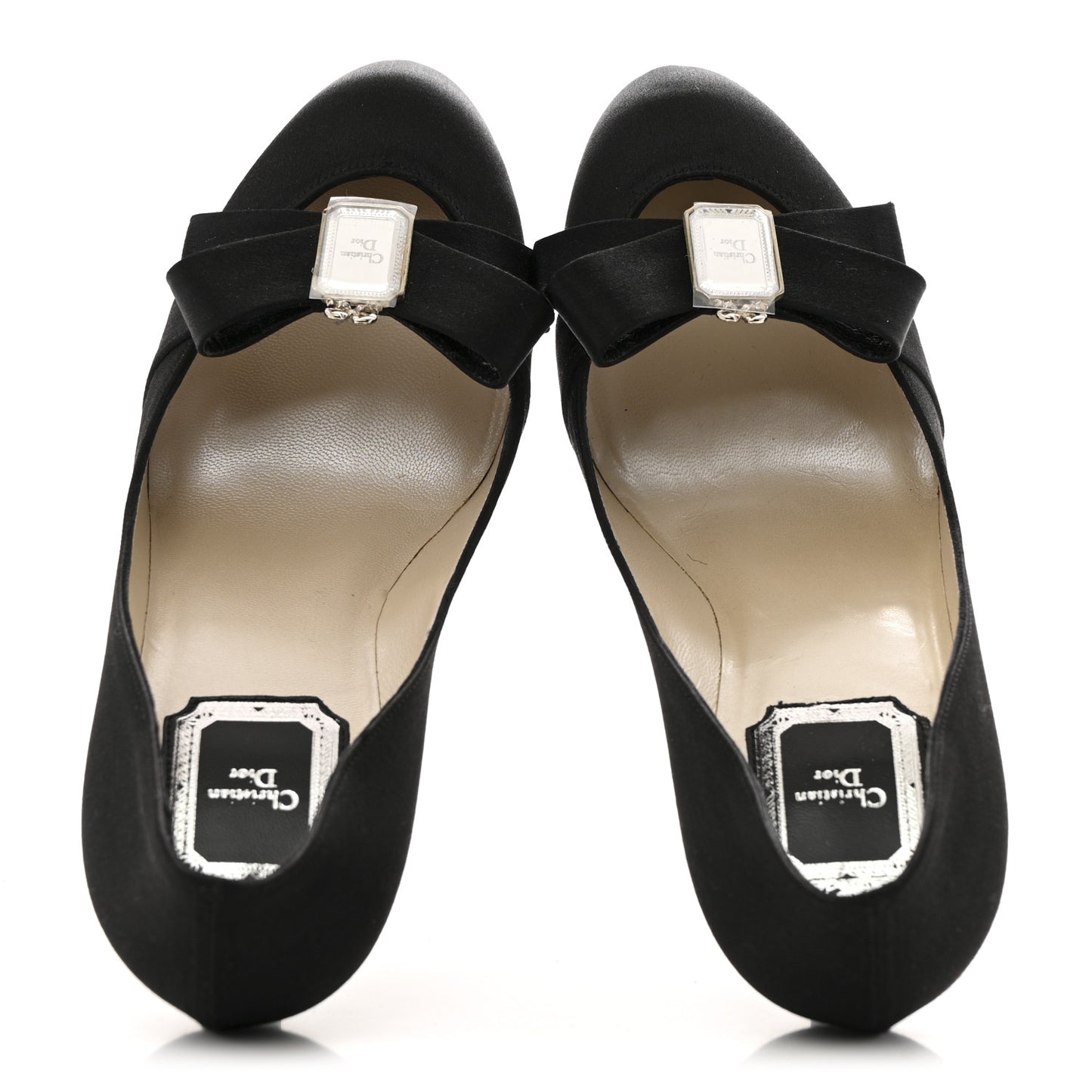 Satin Mirror Bow Pumps 37 Black