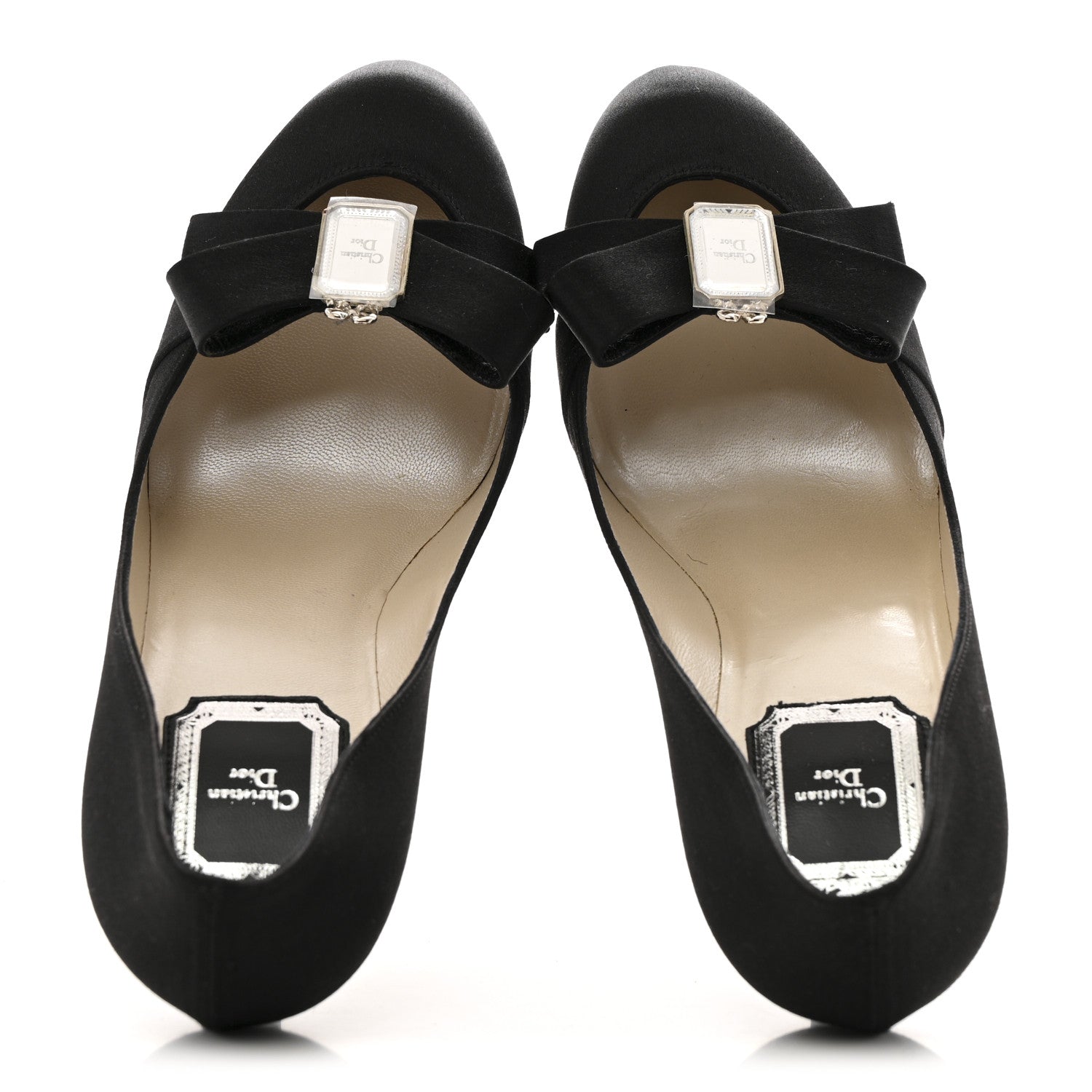 Christian Dior Satin Mirror Bow Pumps 37 Black 2 of 10