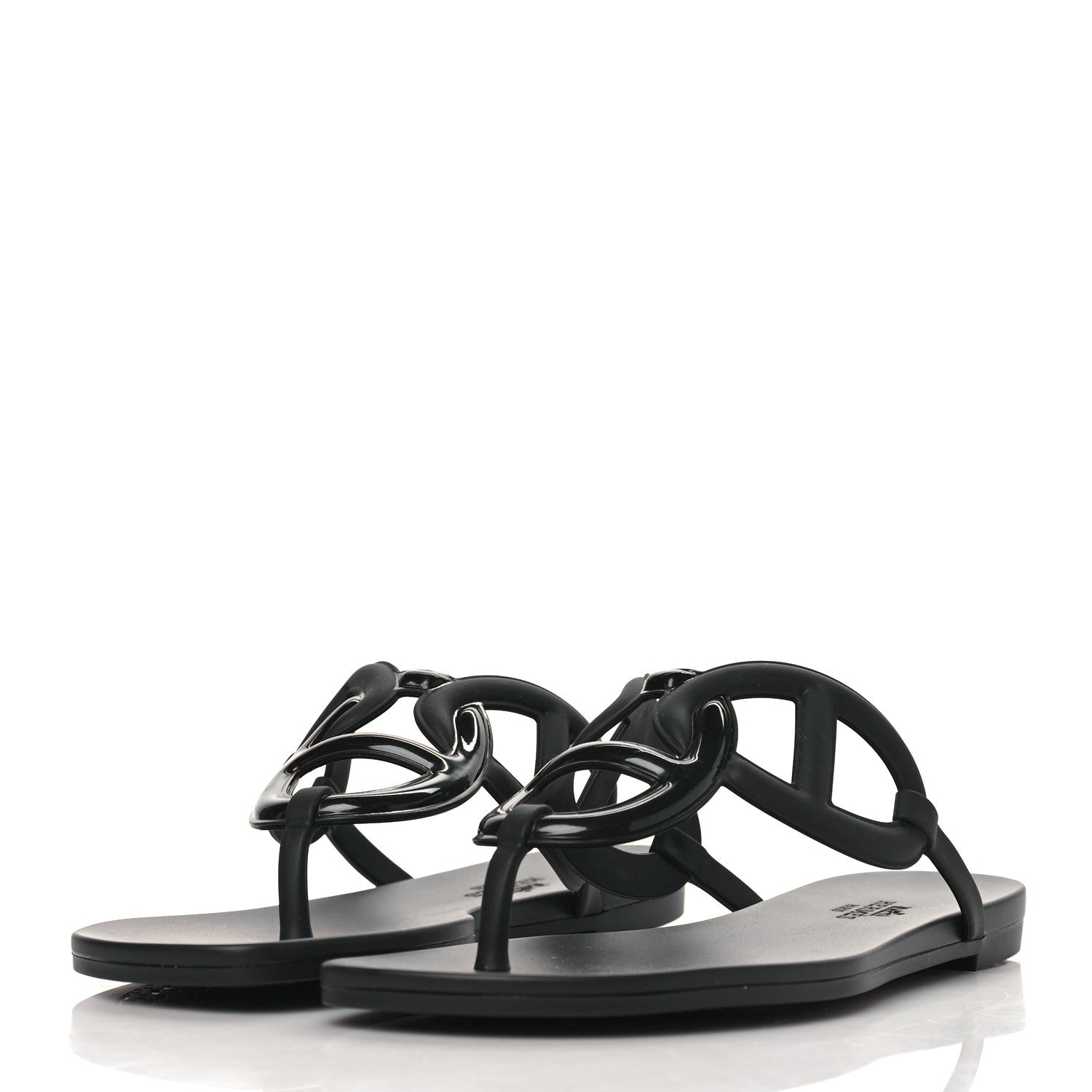 Hermes Rubber Womens Egerie Sandals 36 Black 2 of 8