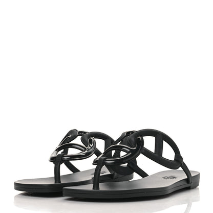 Hermes Rubber Womens Egerie Sandals 36 Black 2 of 8