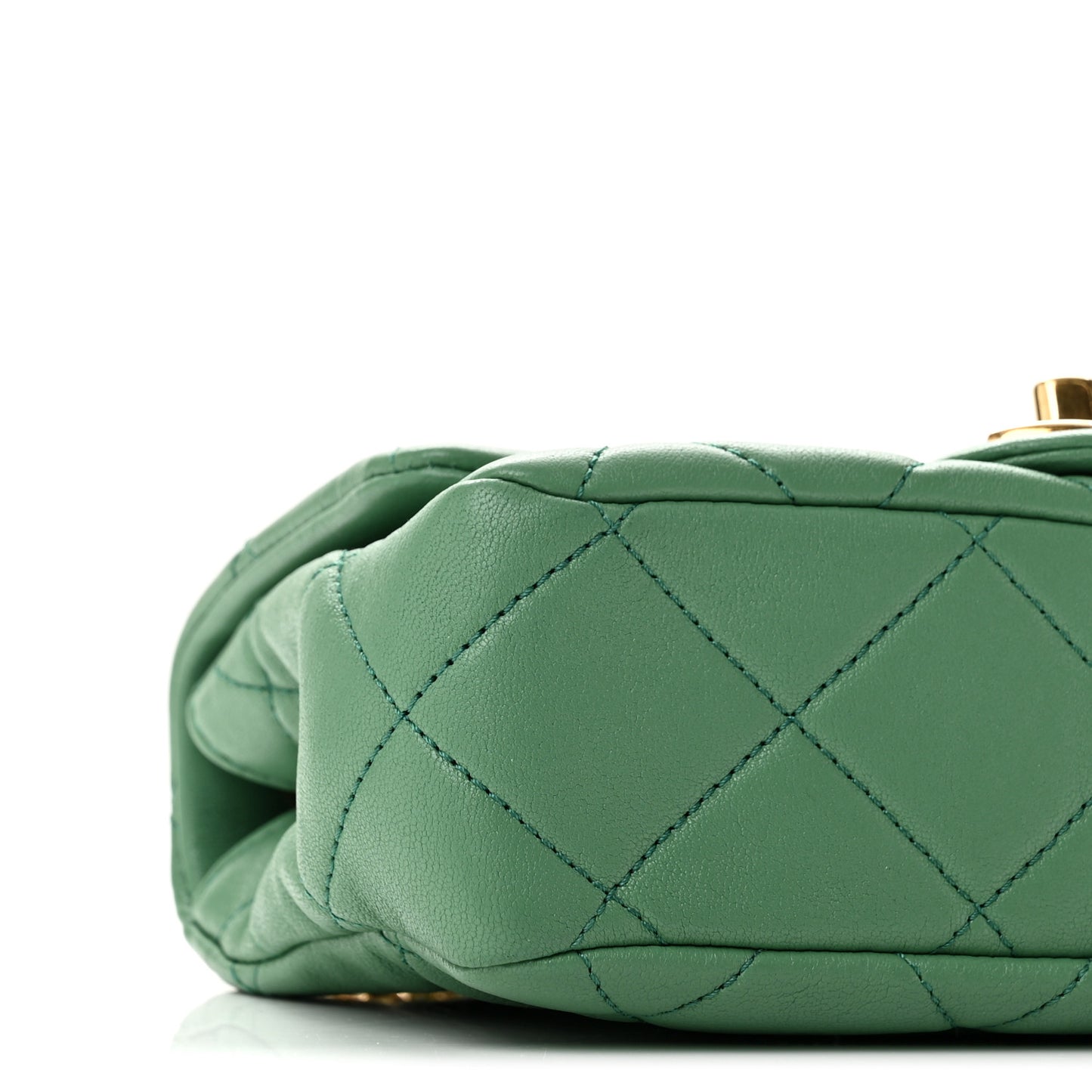 Lambskin Quilted Mini Logo Flap With Handle Green