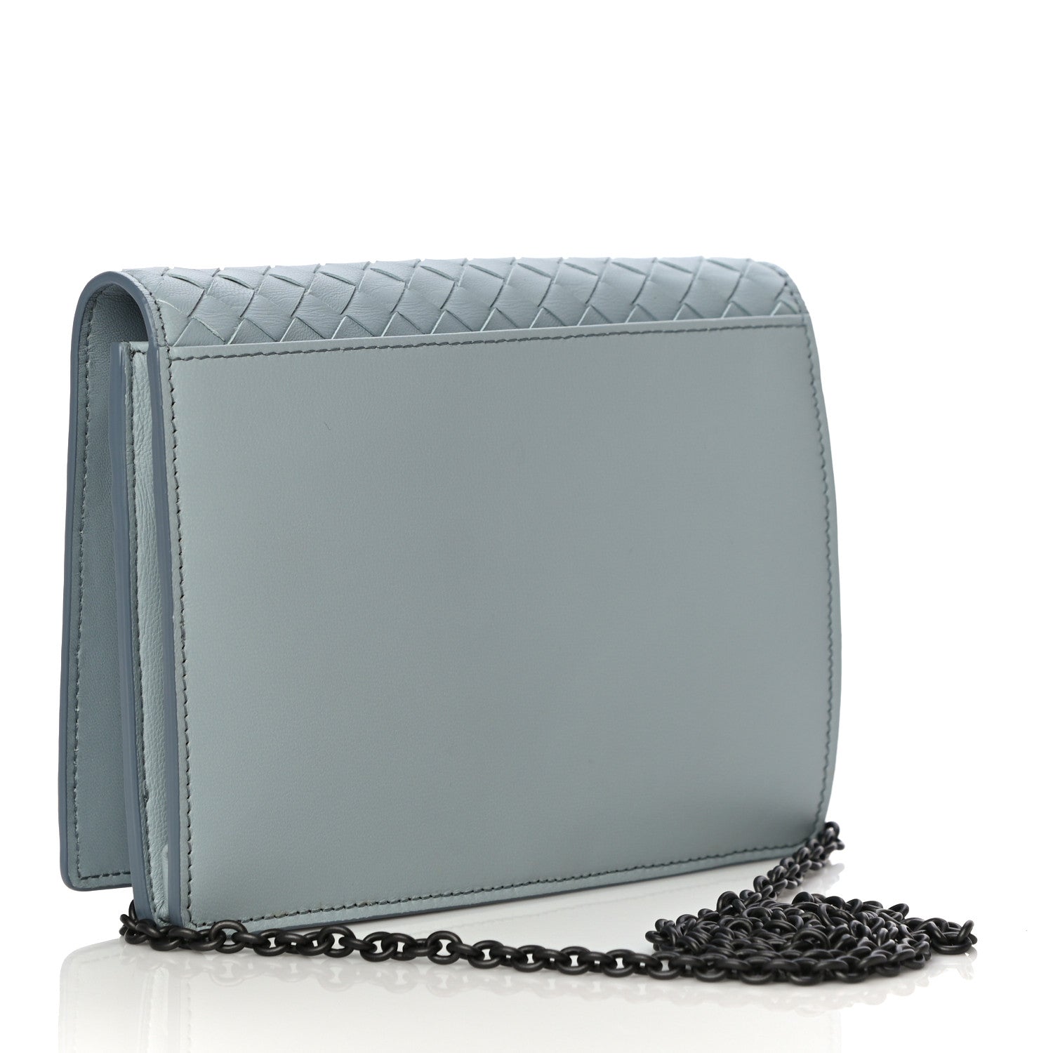 Bottega Veneta Nappa Ayers Intrecciato Butterfly Chain Wallet Light Blue 3 of 9