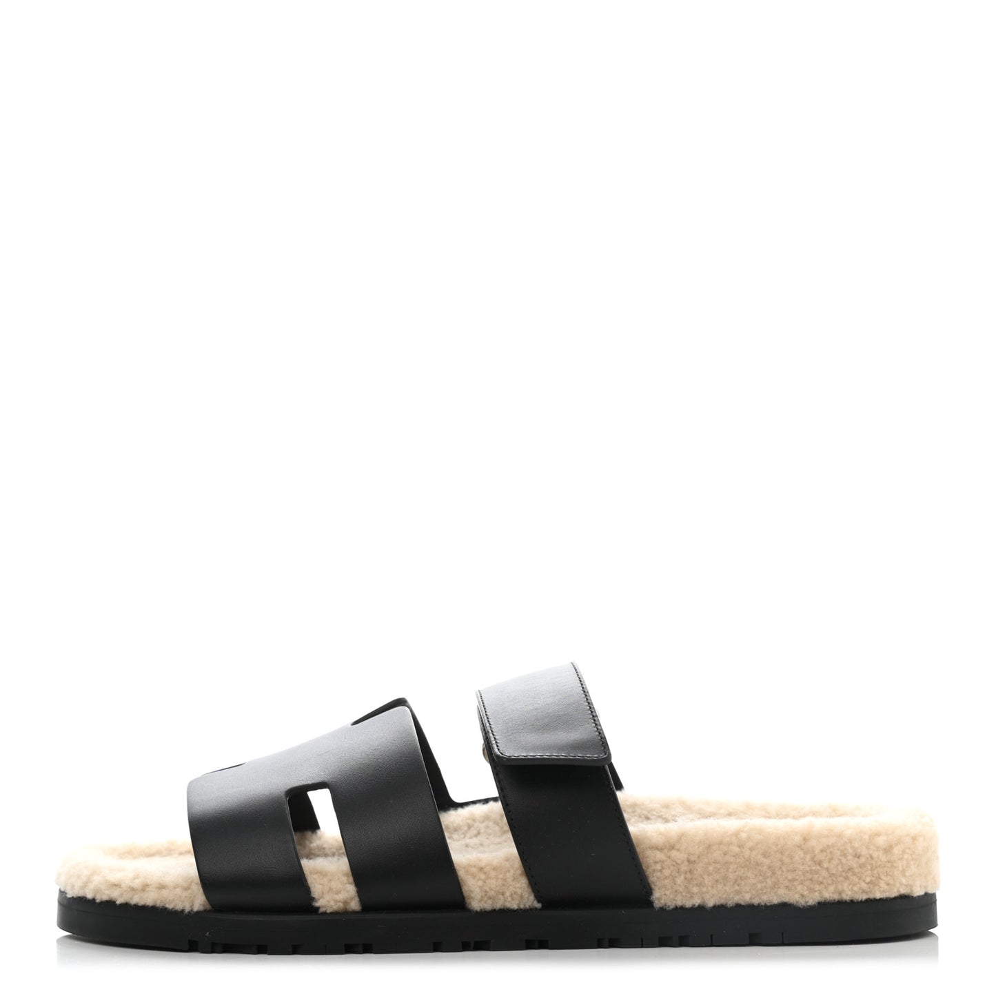 Veau Indios Woolskin Mens Chypre Sandals 41 Black Ecru