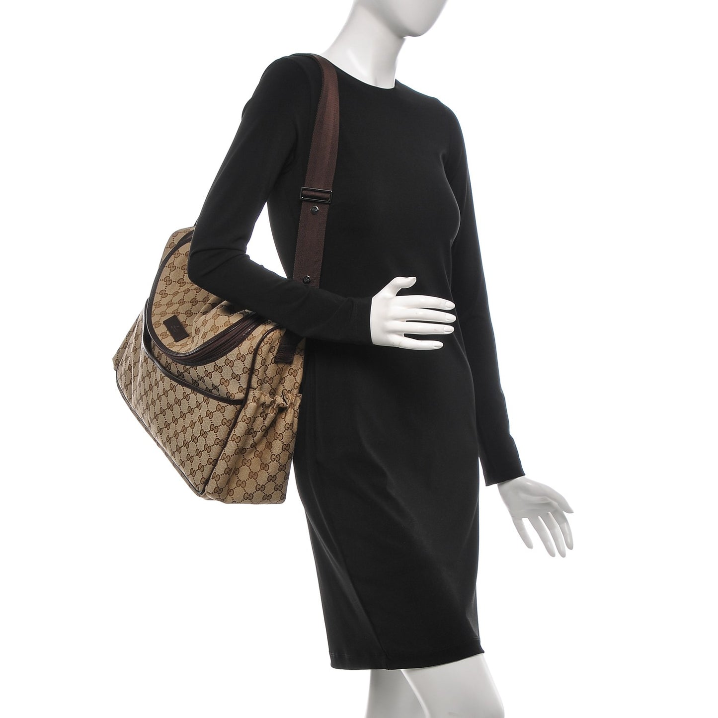 Monogram Natural Pigskin Large Diaper Bag Beige Ebony Cocoa Dark Chocolate