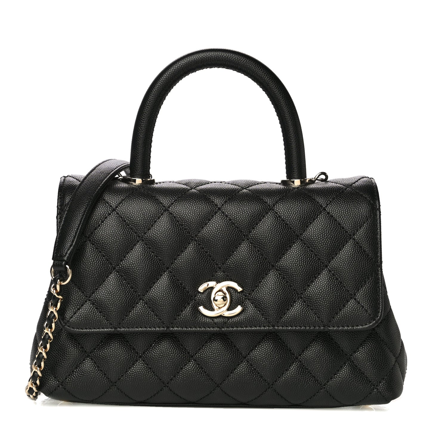 Caviar Quilted Mini Coco Handle Flap Black