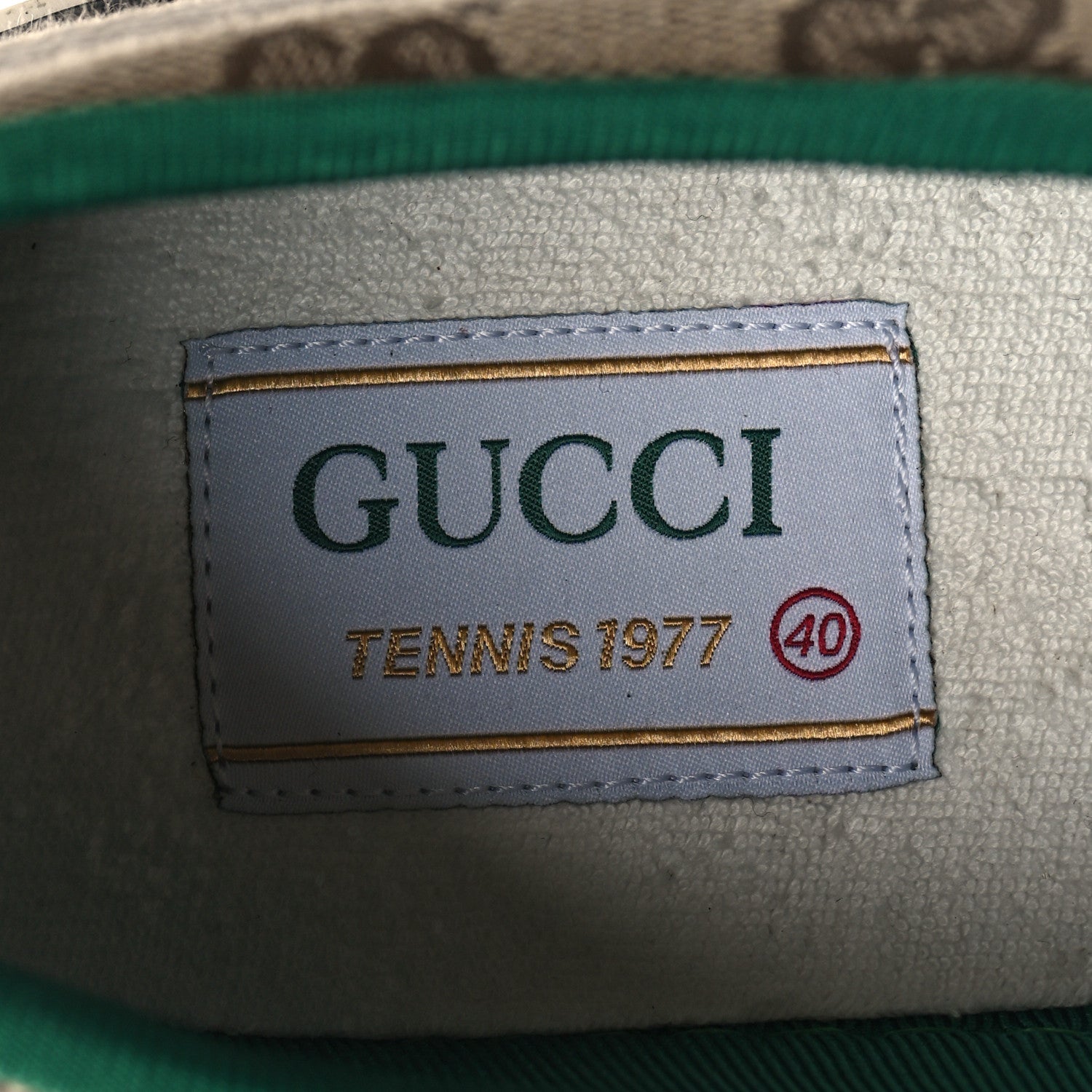 Gucci GG Monogram Web Womens 1977 Tennis Sneakers 40 Beige Ebony Mystic White 8 of 9