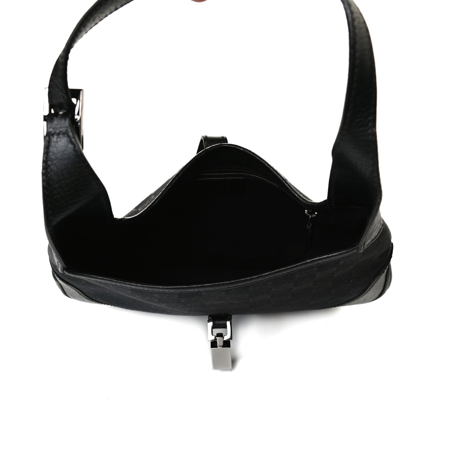 Gucci Denim Monogram Small Jackie O Hobo Black 4 of 17