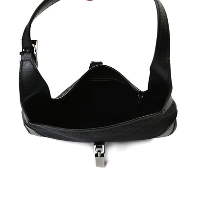Gucci Denim Monogram Small Jackie O Hobo Black 4 of 17
