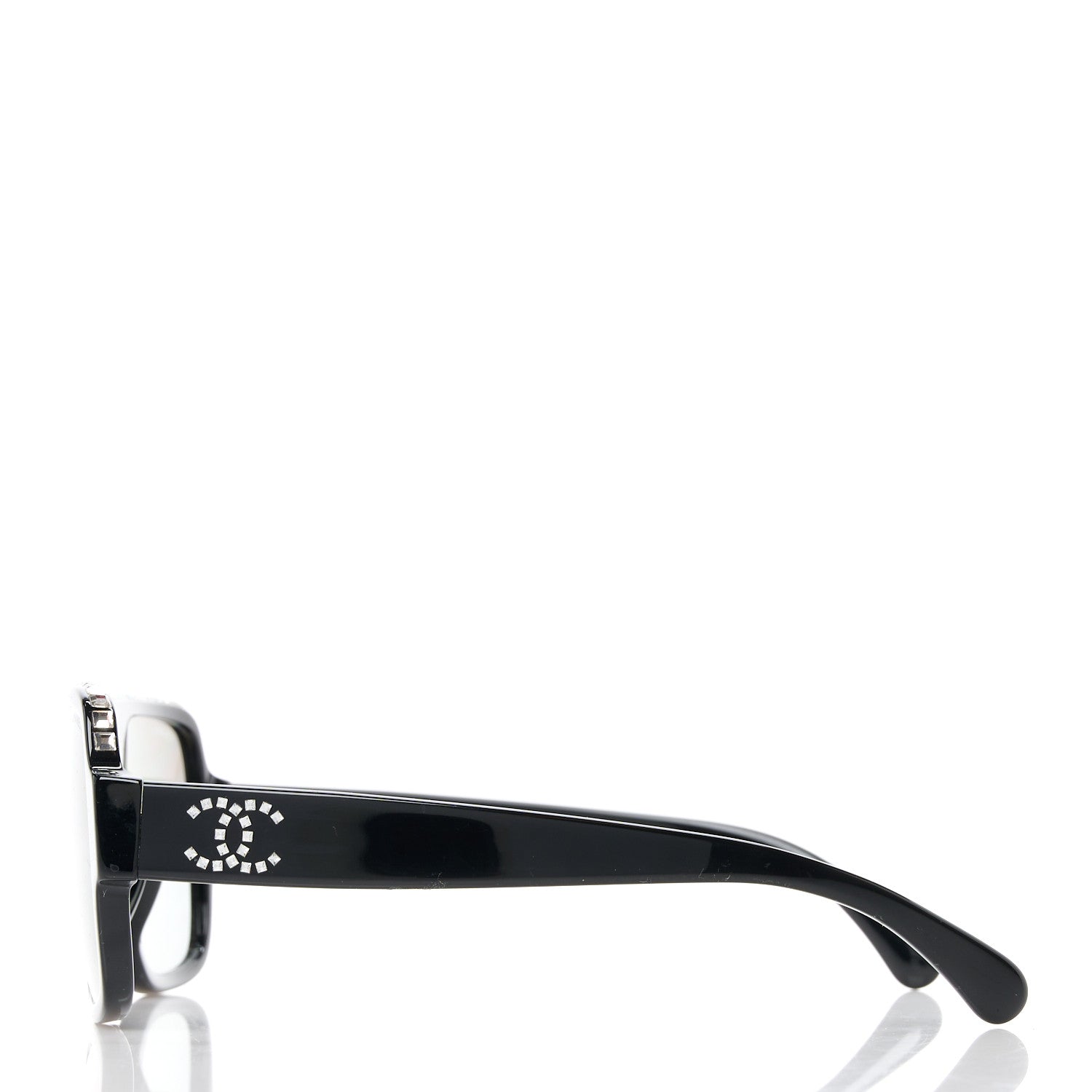 Chanel Acetate Crystal CC Shield Sunglasses 71431A Black Silver 3 of 8