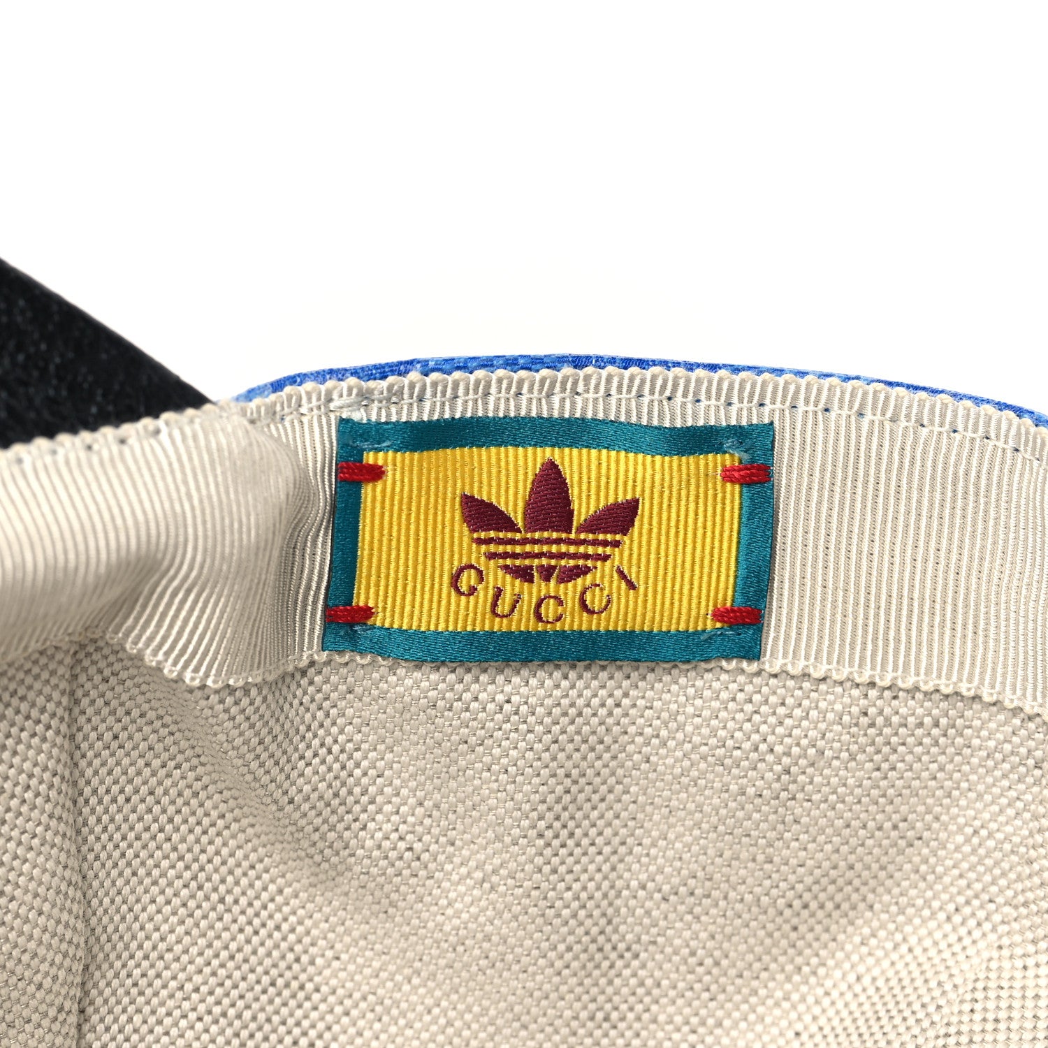 Gucci X ADIDAS Crystal Monogram Textured Dollar Calfskin Trefoil Embroidered Stefanos Baseball Hat M Bright Splash Black 7 of 9