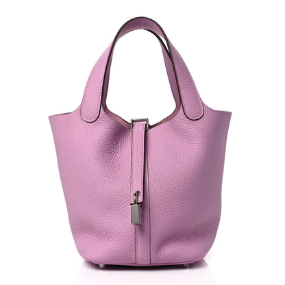 Hermes Taurillon Clemence Picotin Lock 18 PM Mauve Sylvestre 1 of 9